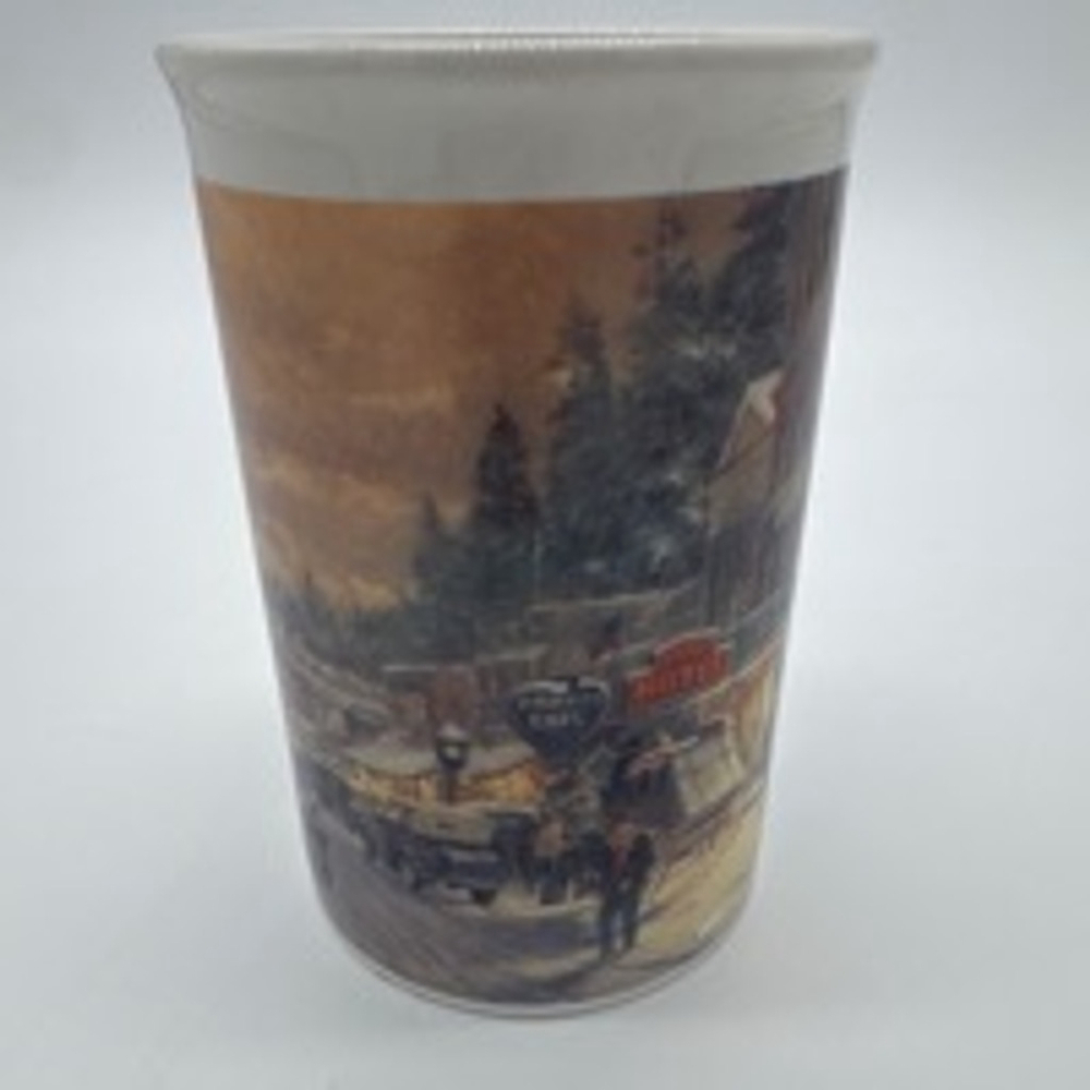 Vintage 1990 Thomas Kinkade Christmas On Main Street Tall Mug - Picture 3 of 5